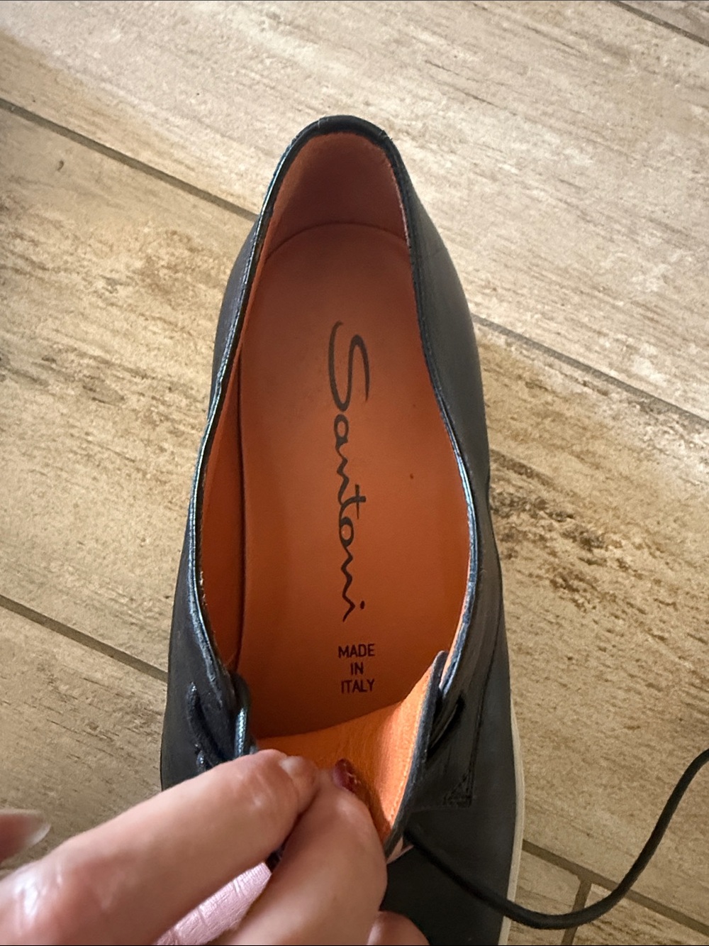 Santoni Men’s Black Leather Lace-Up Sneaker Derby Size 10 EUC - Picture 9 of 12